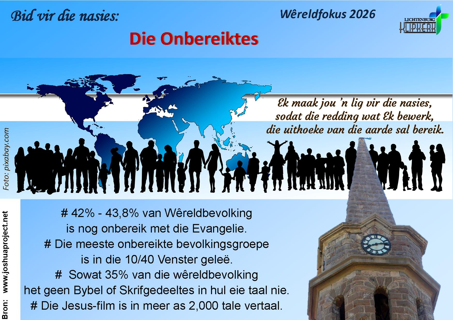 bid vir die nasies, Onbereiktes, klipkerk wereldfokus