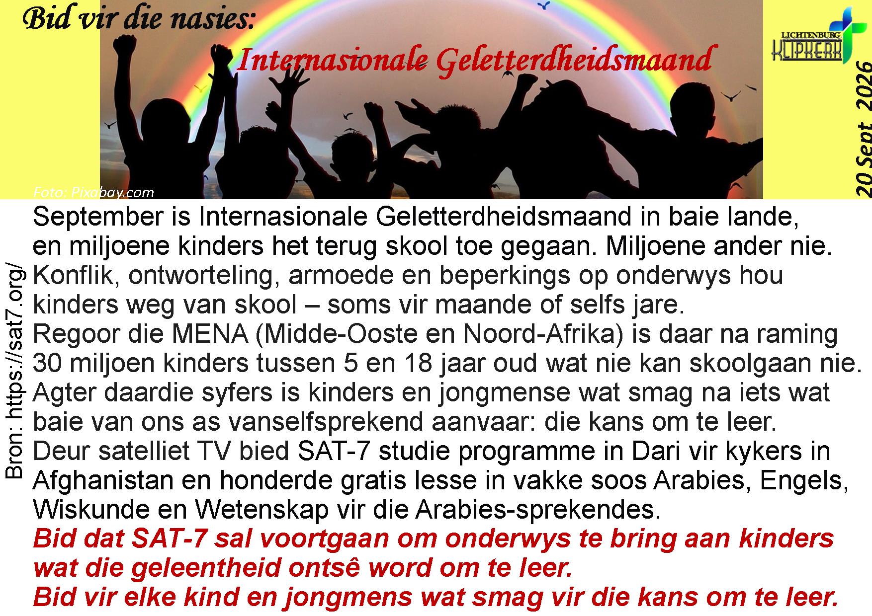 bid vir die nasies, Onbereiktes, klipkerk wereldfokus