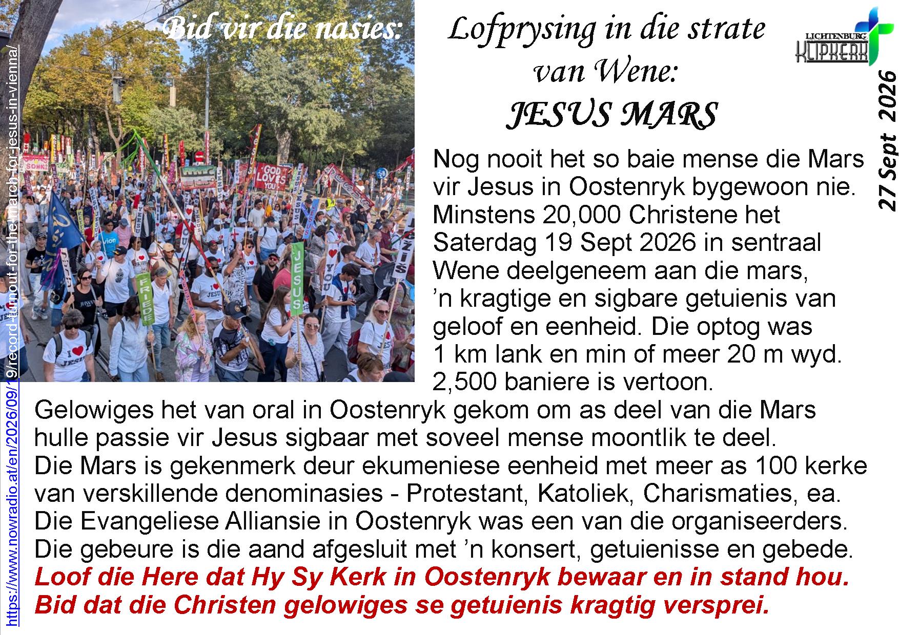 bid vir die nasies, Onbereiktes, klipkerk wereldfokus