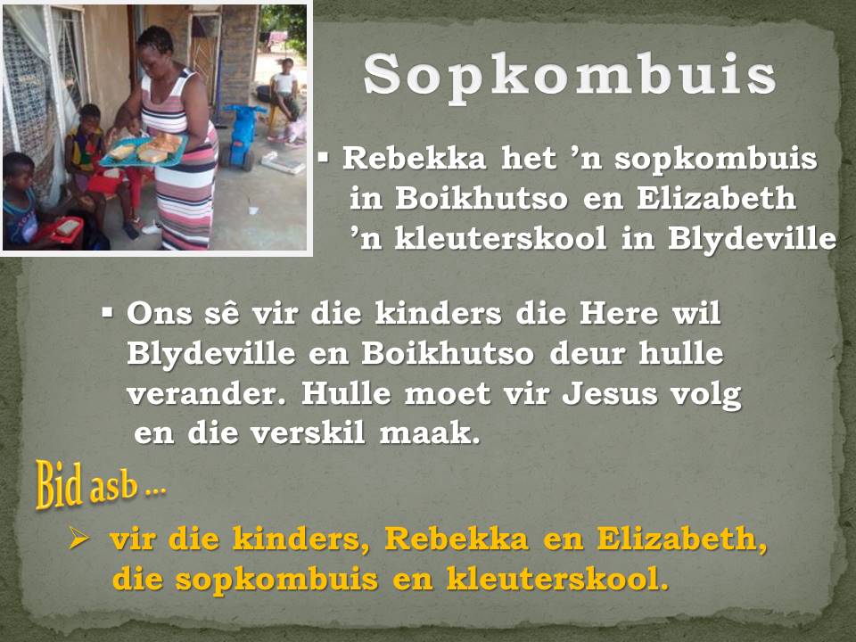 Boikhutso sopkombuis